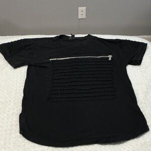 Vintage Switch Sz M Men's Black Short Sleeve Tee with Front Zip Accent 0938